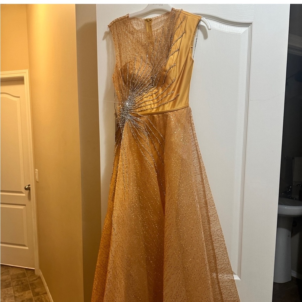 Gorgeous, gold, and orange evening gown made in Turkey/ prom dress